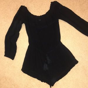 Sexy black off shoulder romper